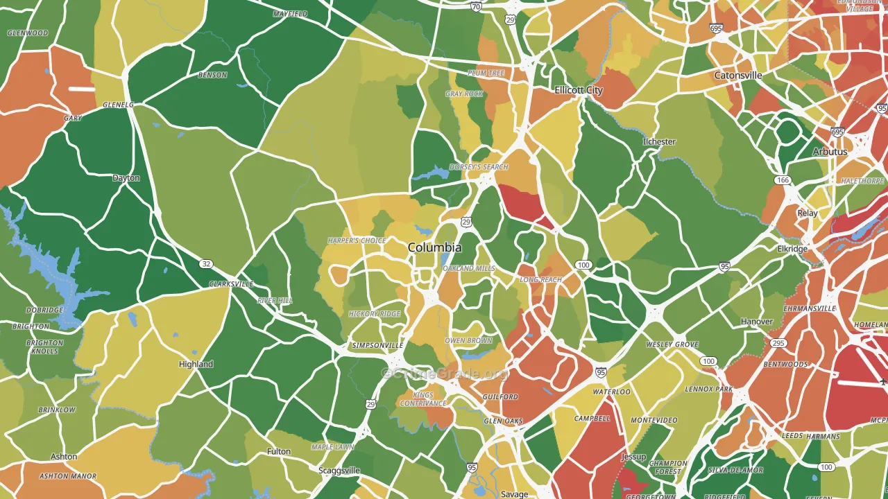 Howard County, MD Map of Burglary Rates