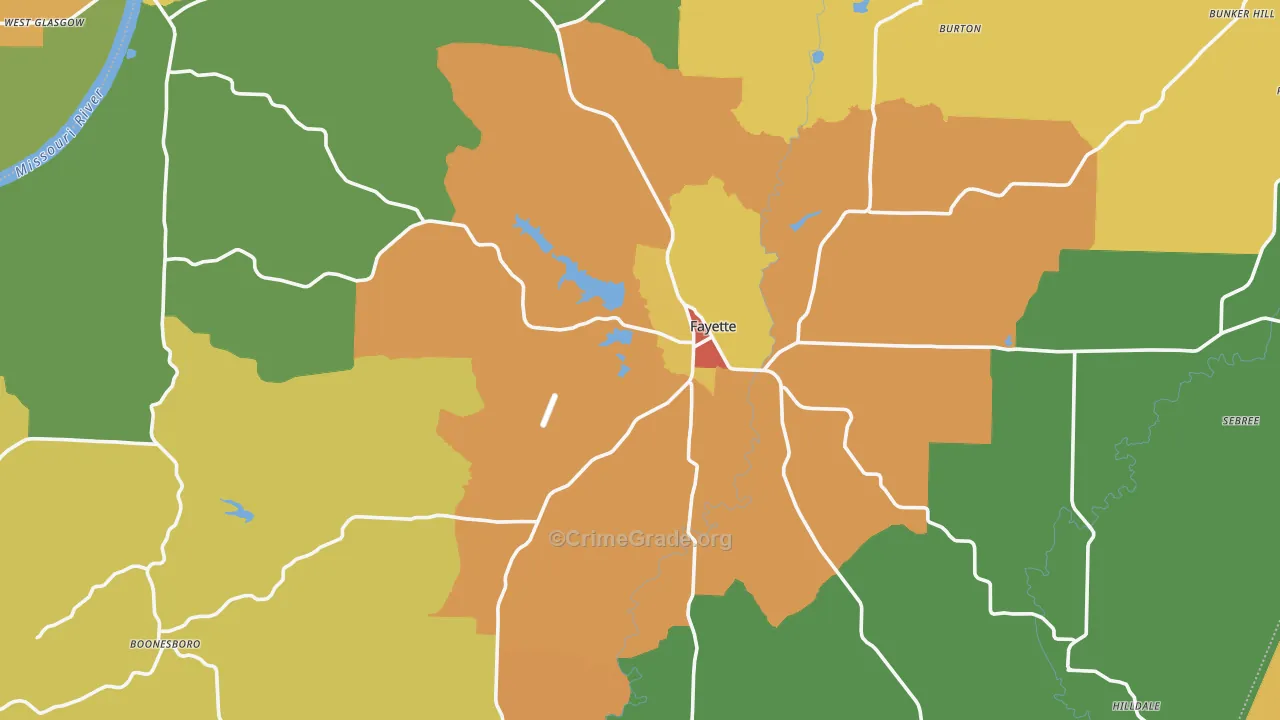Howard County, MO Map of Burglary Rates