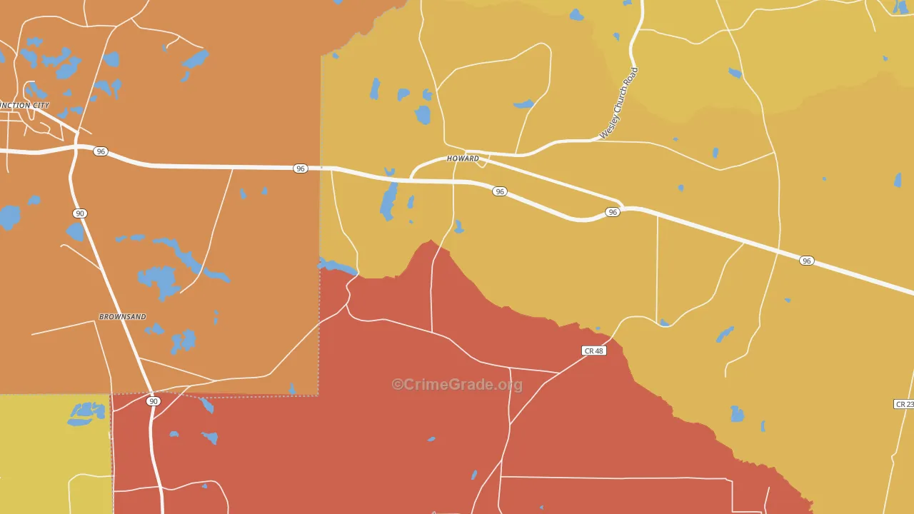 Howard, GA Map of Burglary Rates
