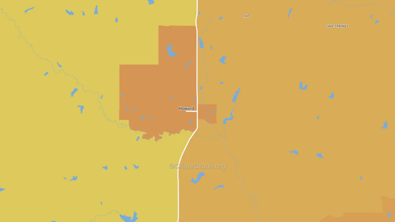 Howard, KS Map of Burglary Rates