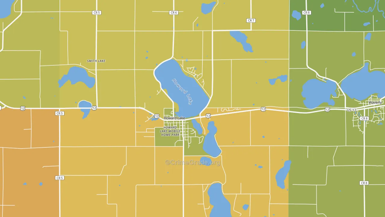 Howard Lake, MN Map of Burglary Rates