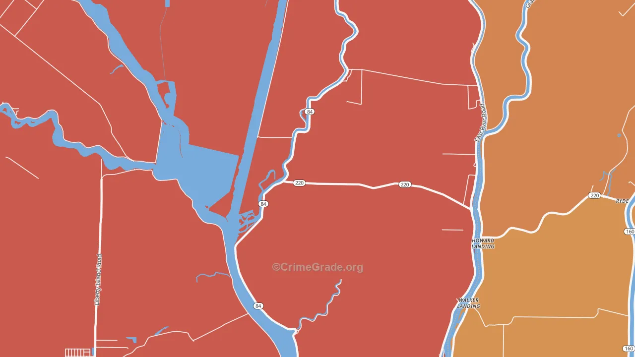 Howard Landing, CA Map of Burglary Rates