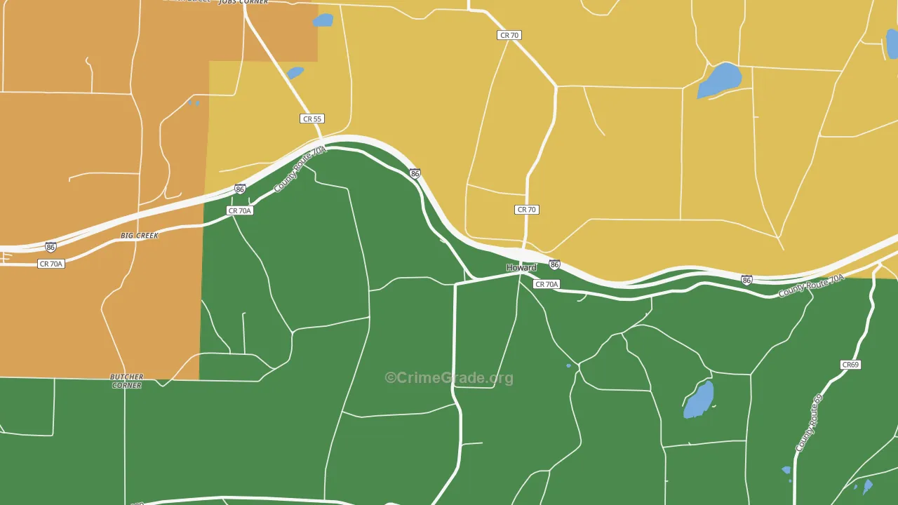 Howard, NY Map of Burglary Rates