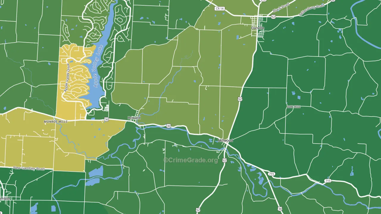Howard, OH Map of Burglary Rates