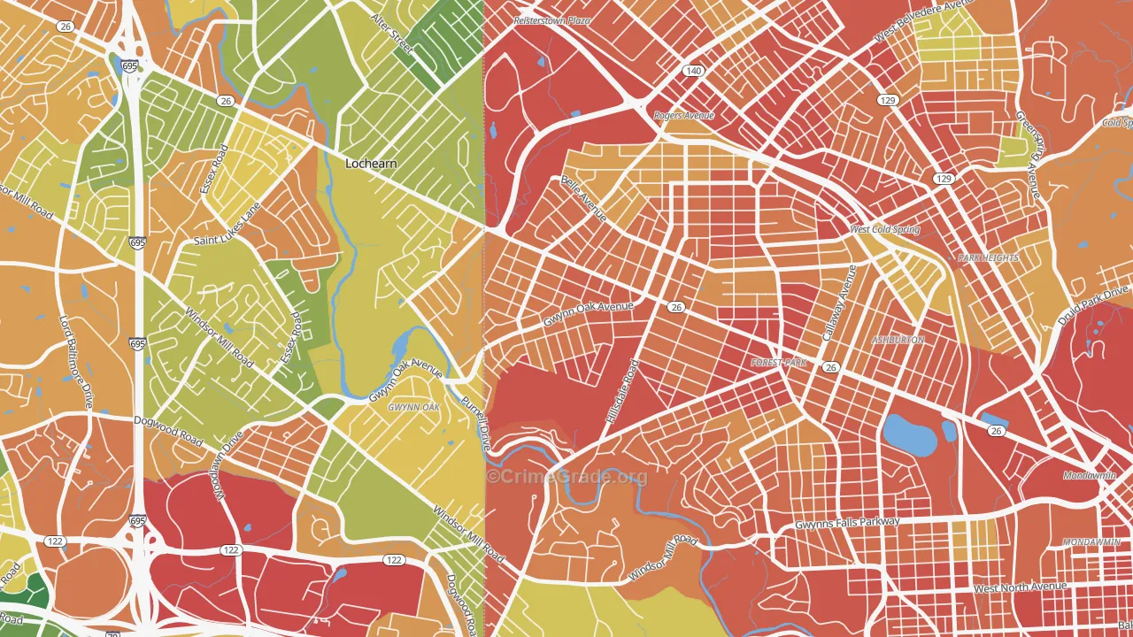 Howard Park, Gwynn Oak, MD Map of Burglary Rates