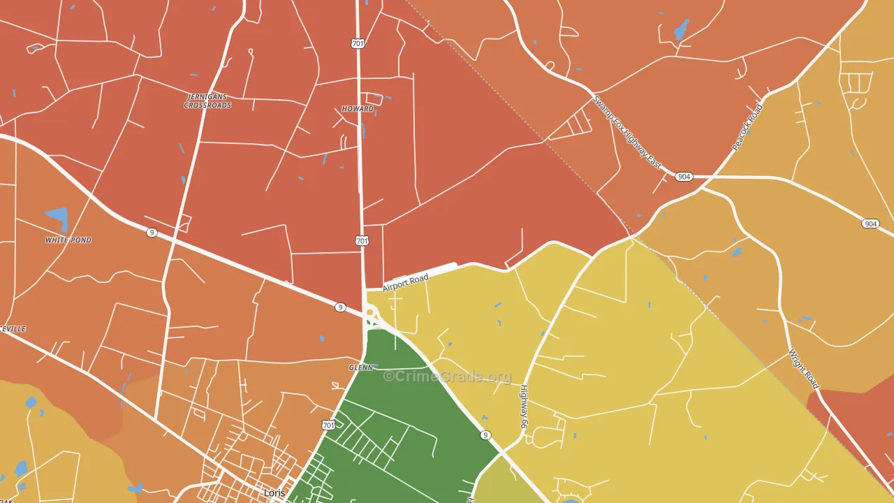 Howard, SC Map of Burglary Rates