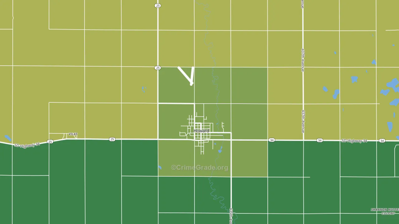 Howard, SD Map of Burglary Rates