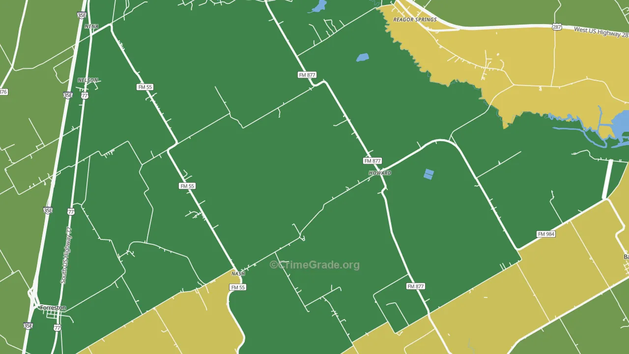 Howard, TX Map of Burglary Rates