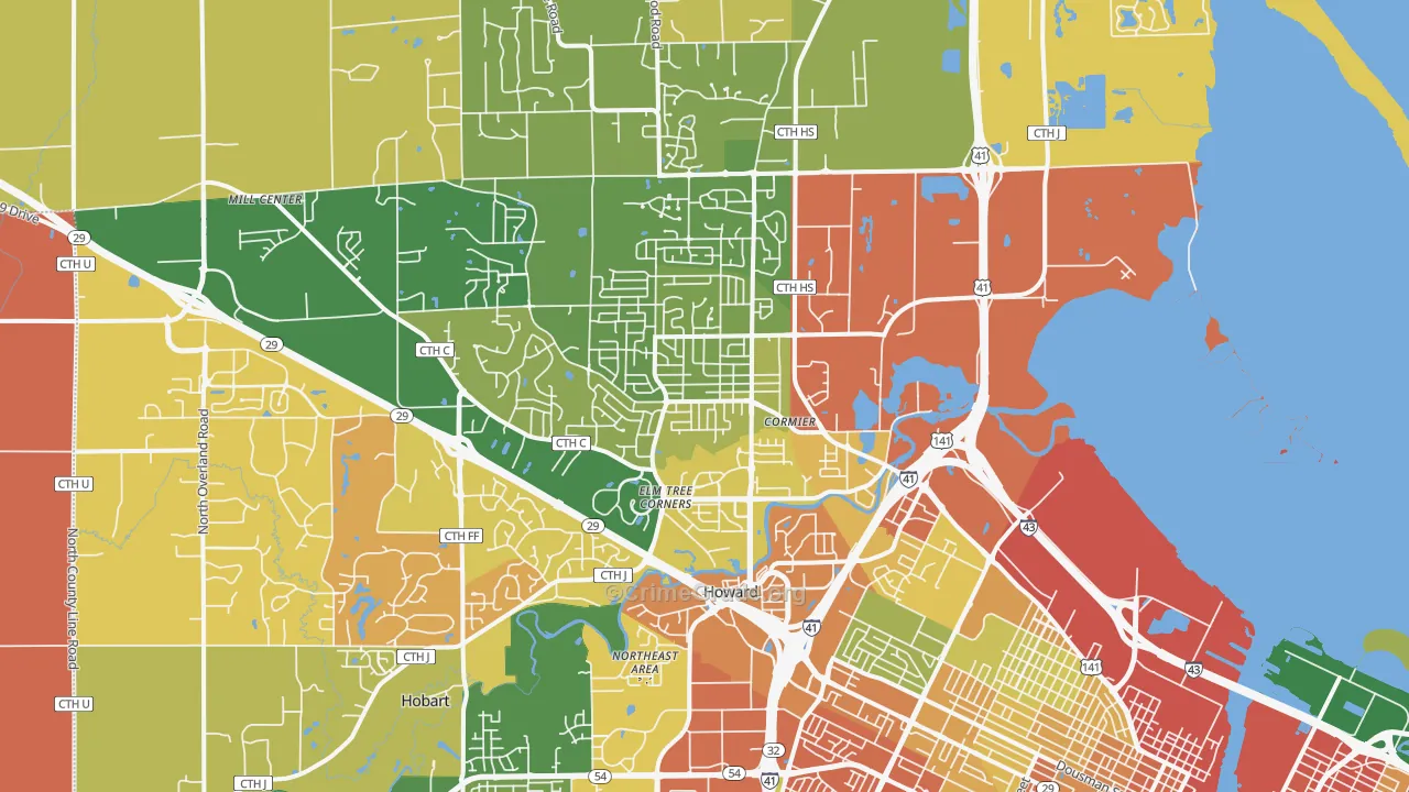 Howard, WI Map of Burglary Rates