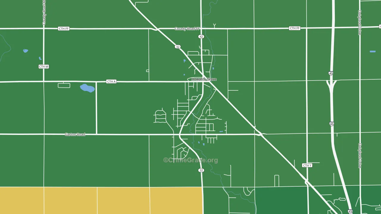 Howards Grove, WI Map of Burglary Rates