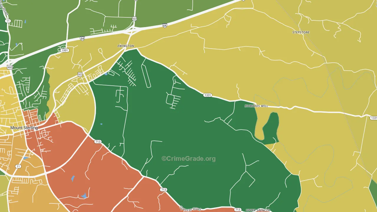 Howards Mill, KY Map of Burglary Rates