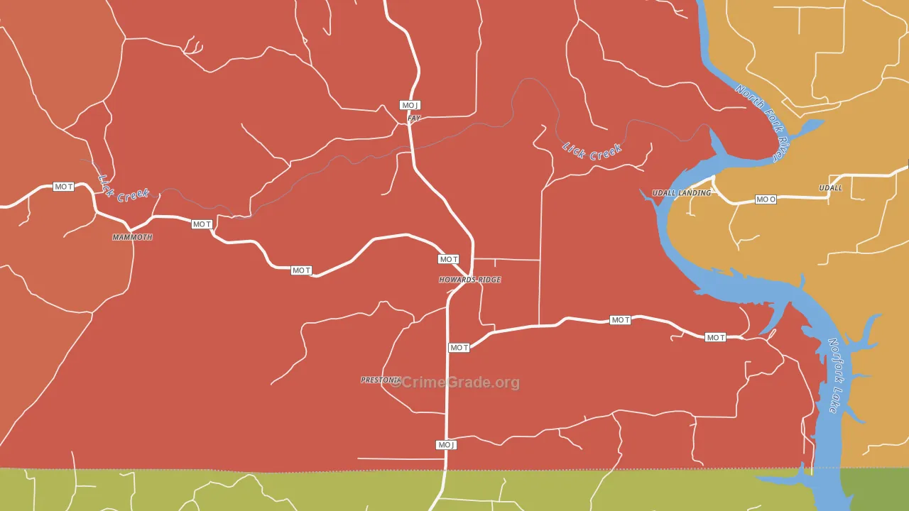 Howards Ridge, MO Map of Burglary Rates