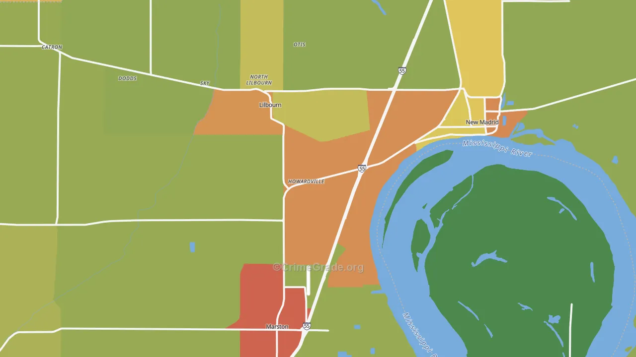 Howardville, MO Map of Burglary Rates