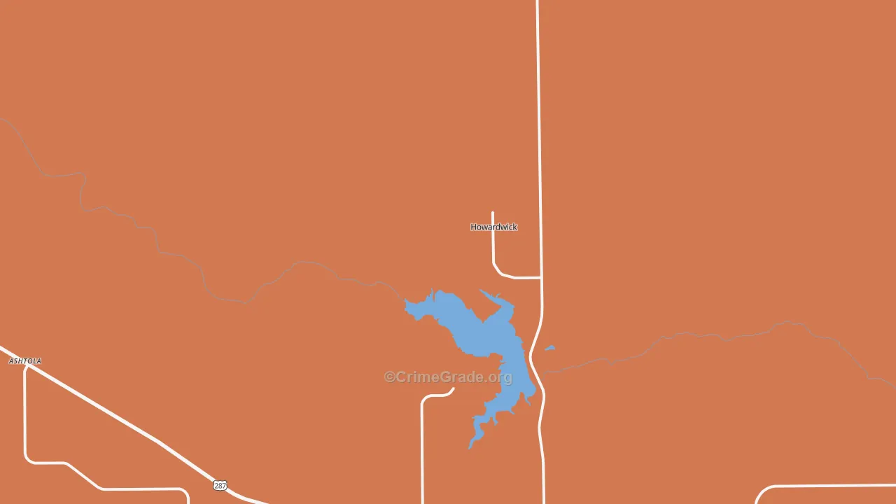 Howardwick, TX Map of Burglary Rates