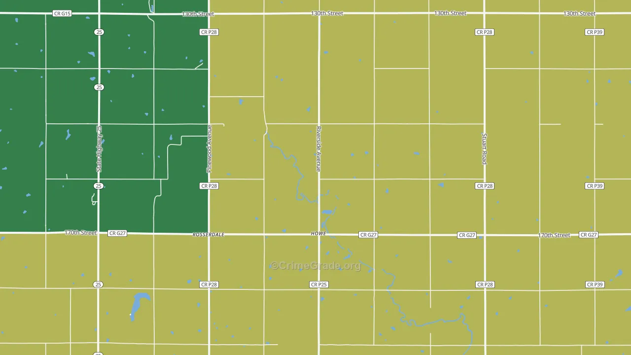 Howe, IA Map of Burglary Rates