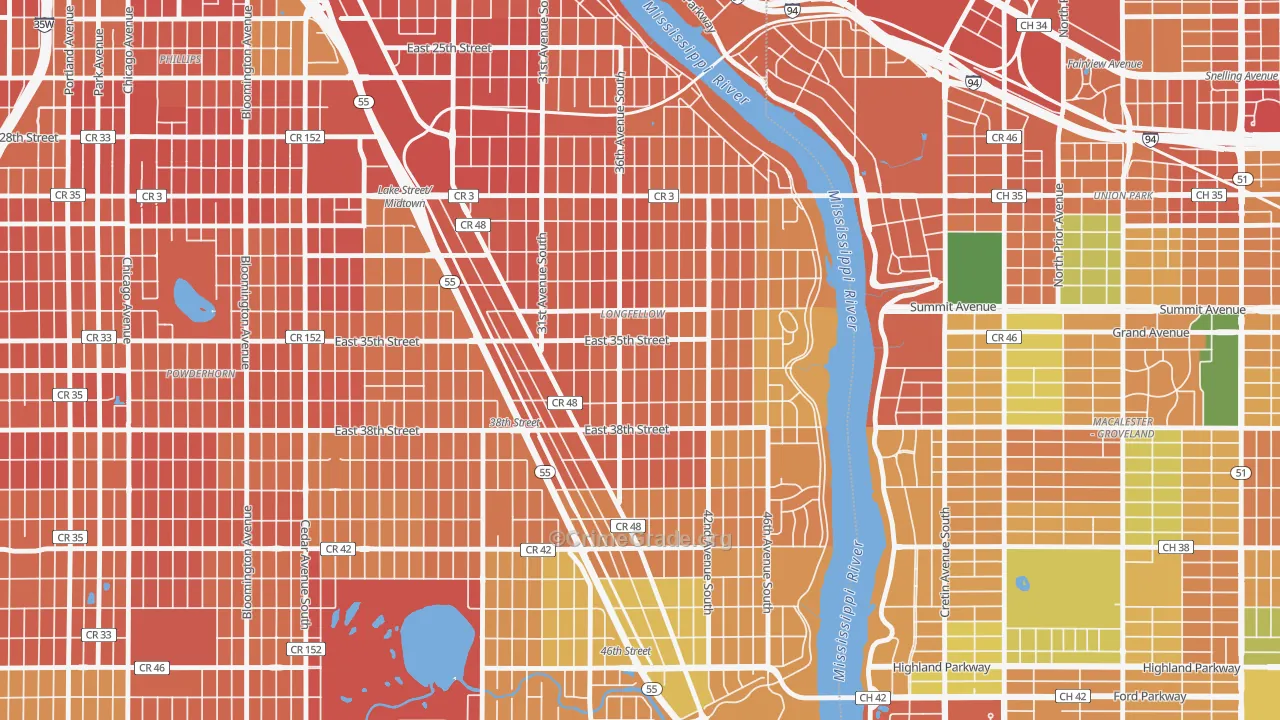 Howe, Minneapolis, MN Map of Burglary Rates