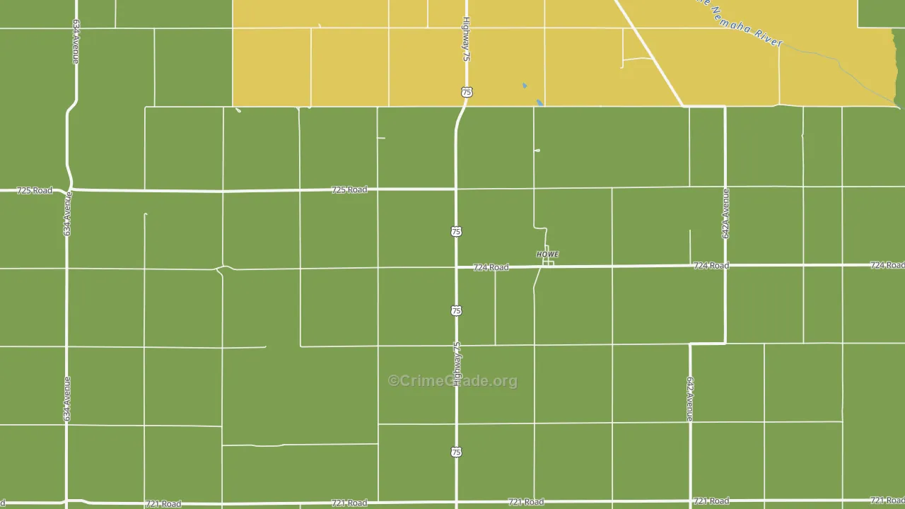 Howe, NE Map of Burglary Rates