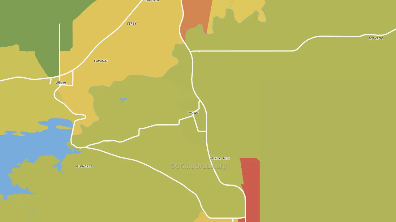 Howe, OK Map of Burglary Rates
