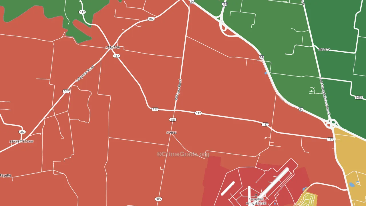 Howel, KY Map of Burglary Rates