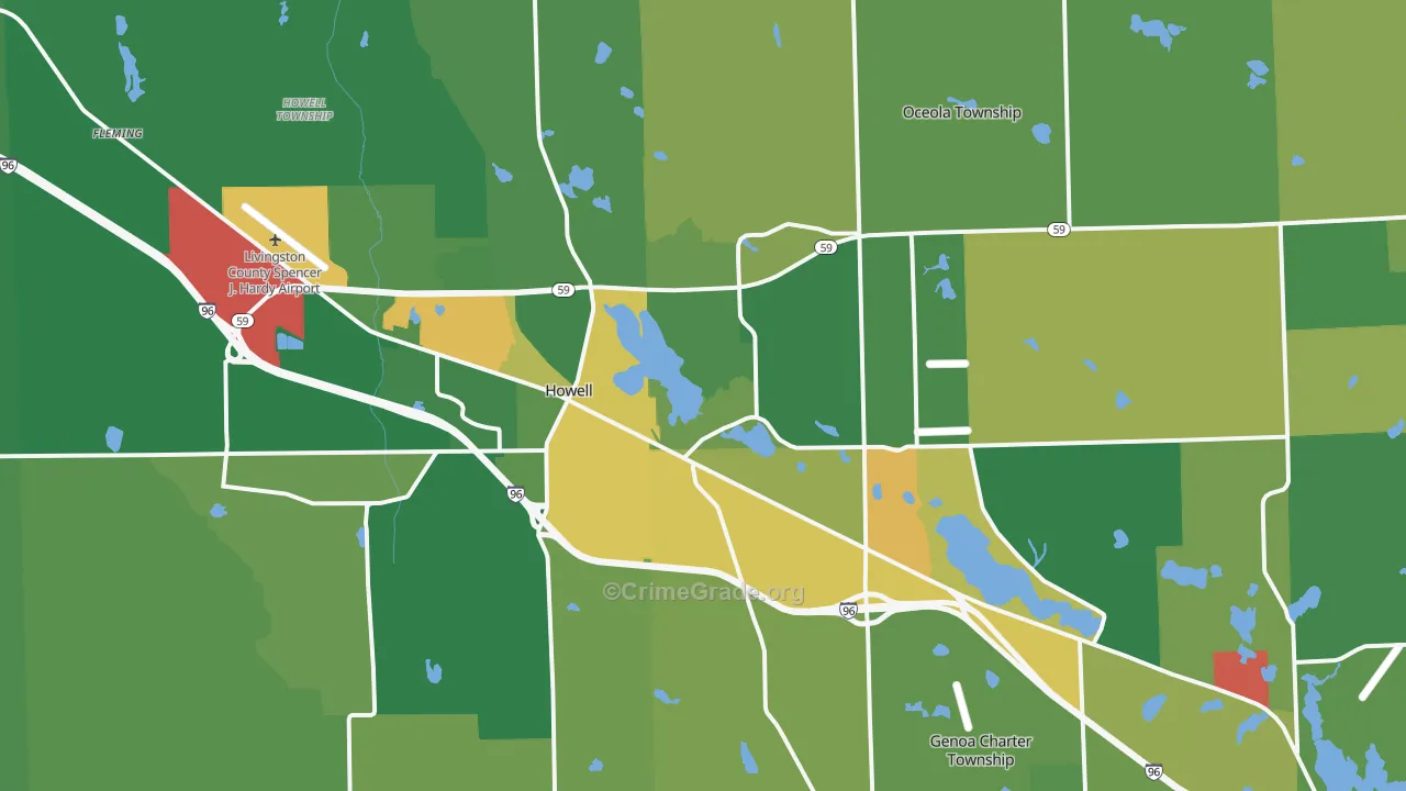 Howell, MI Map of Burglary Rates