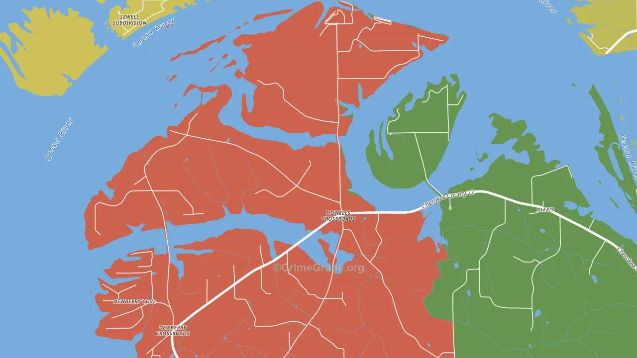 Howells Crossroads, AL Map of Burglary Rates