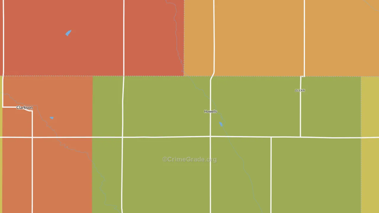 Howells, NE Map of Burglary Rates