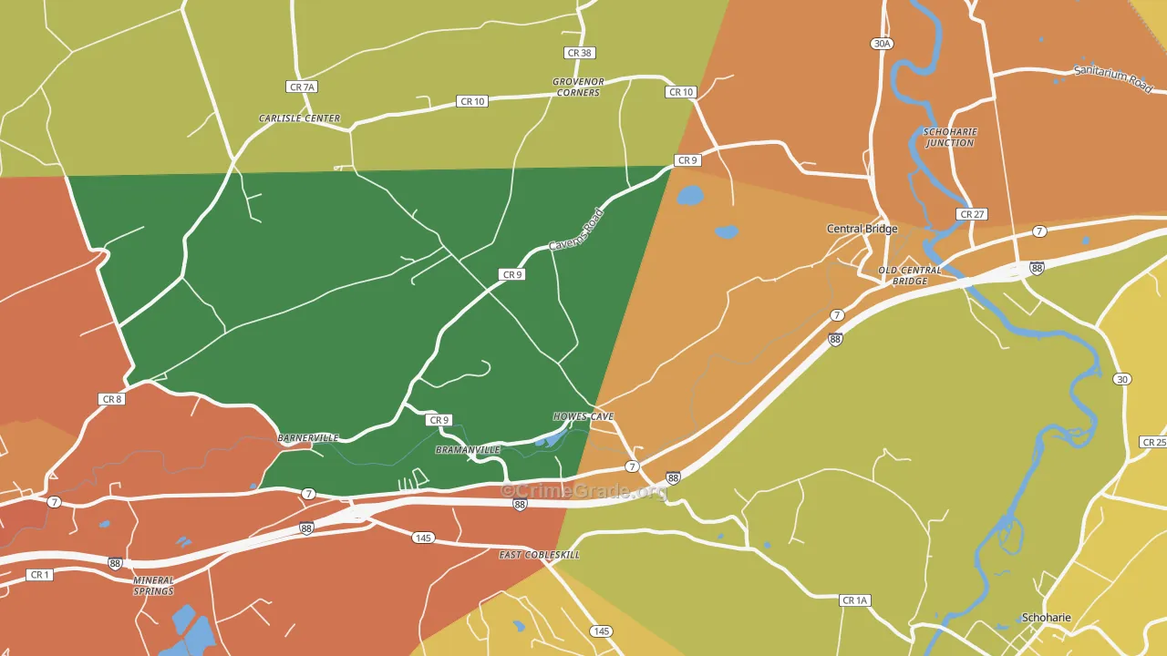Howes Cave, NY Map of Burglary Rates