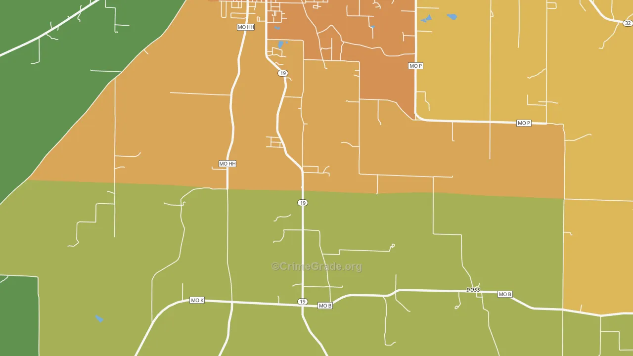 Howes Mill, MO Map of Burglary Rates
