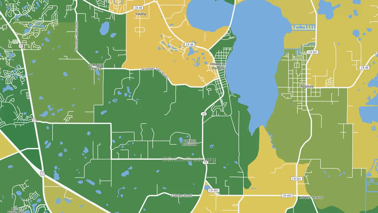 Howey-in-the-Hills, FL Map of Burglary Rates