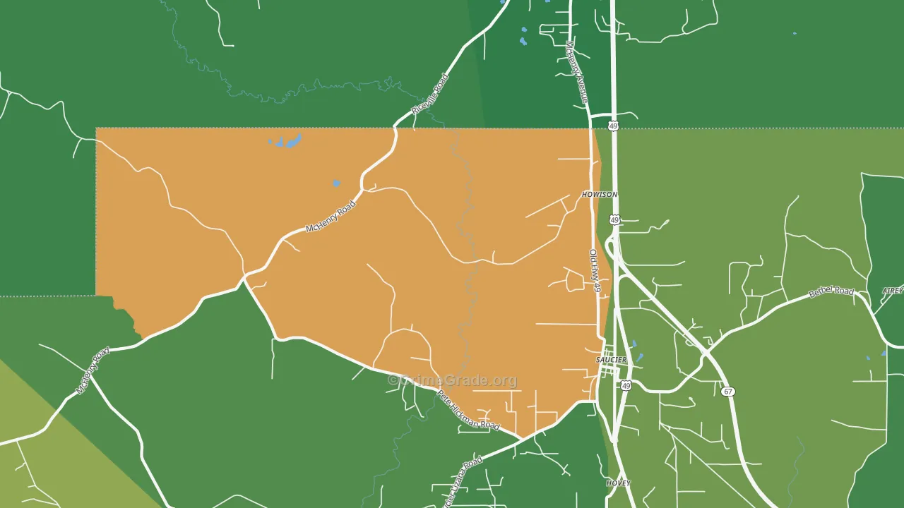 Howison, MS Map of Burglary Rates