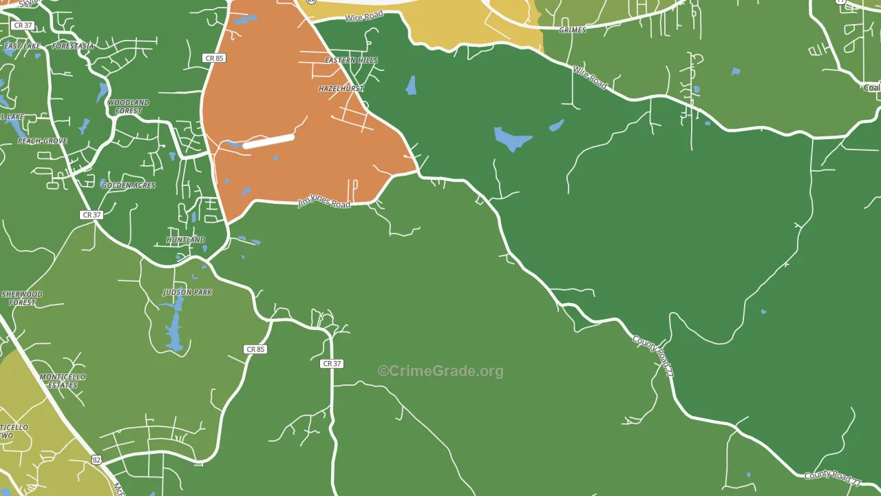 Howton, AL Map of Burglary Rates