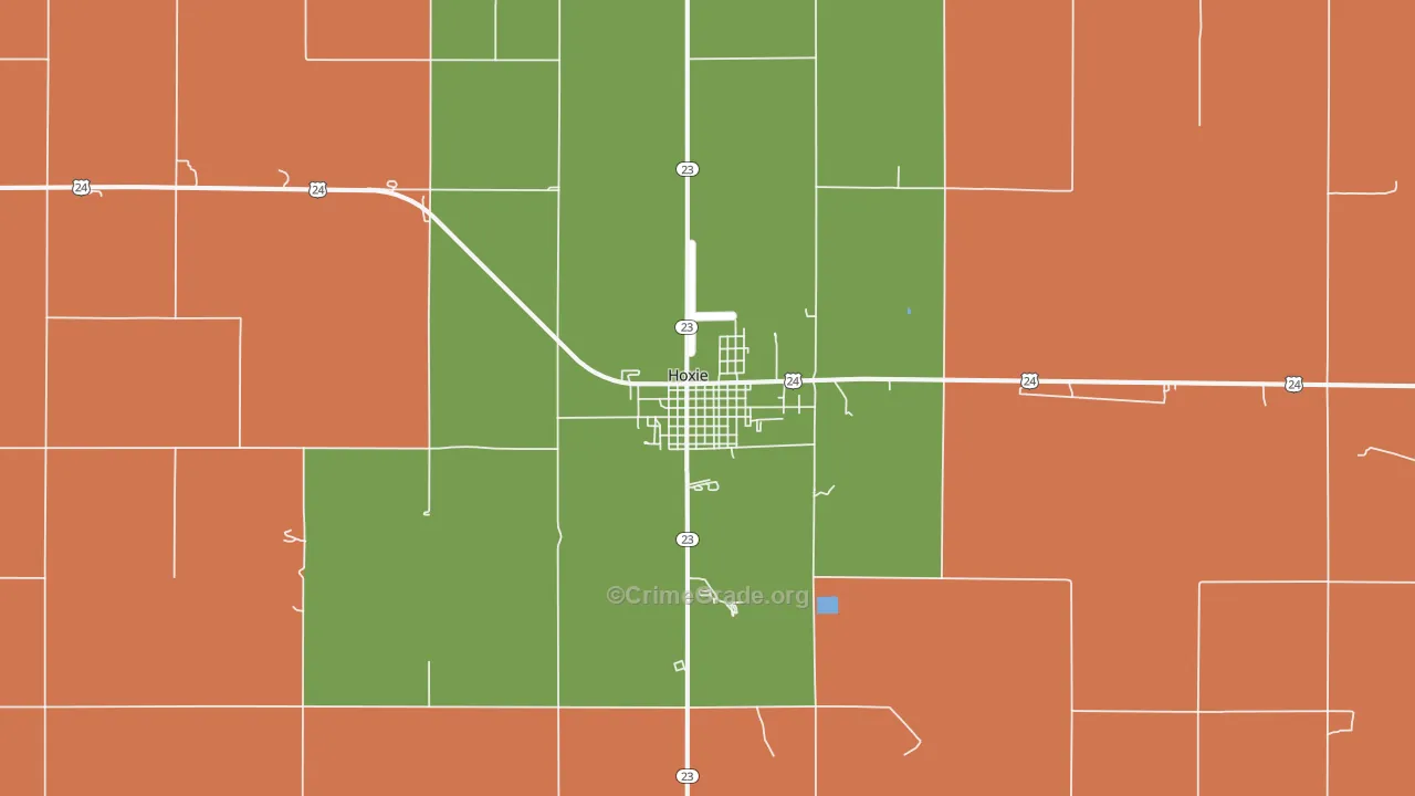 Hoxie, KS Map of Burglary Rates