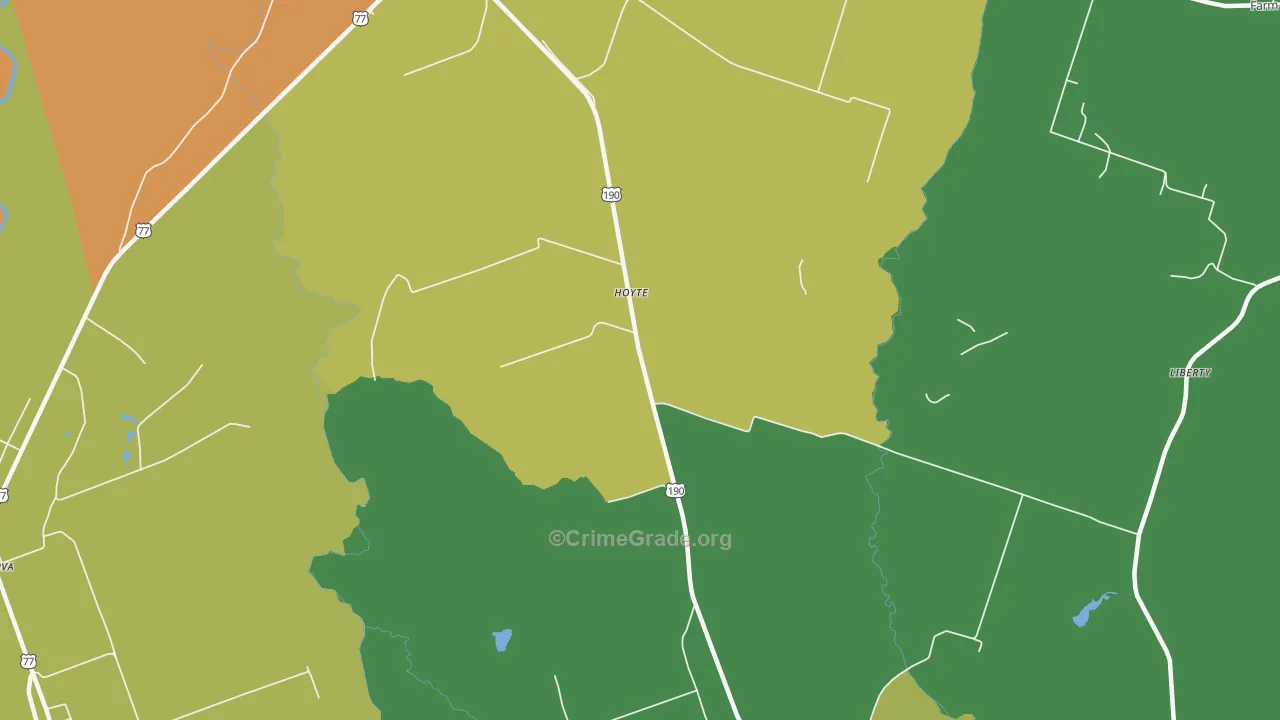 Hoyte, TX Map of Burglary Rates