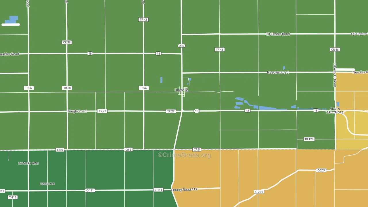 Hoytville, OH Map of Burglary Rates
