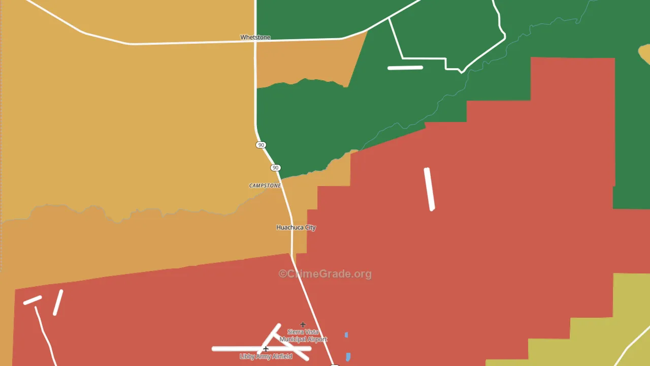 Huachuca City, AZ Map of Burglary Rates