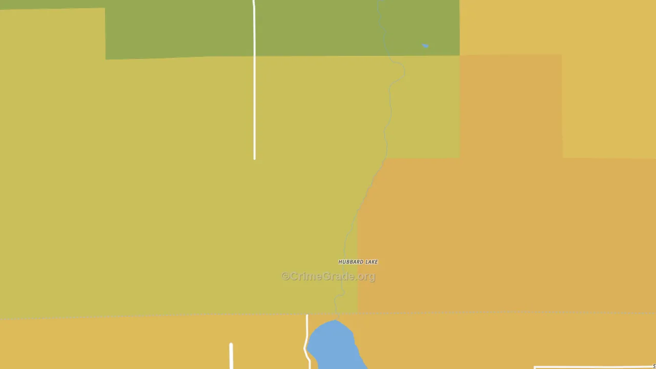 Hubbard Lake, MI Map of Burglary Rates