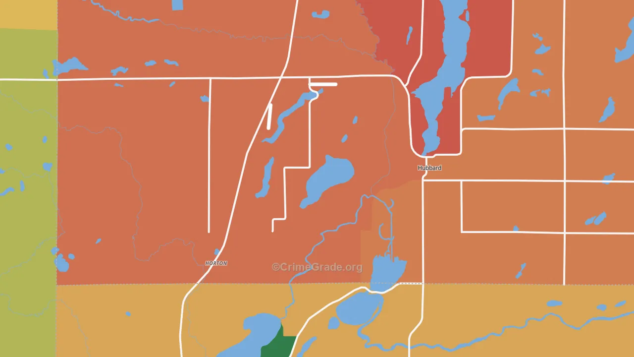 Hubbard, MN Map of Burglary Rates
