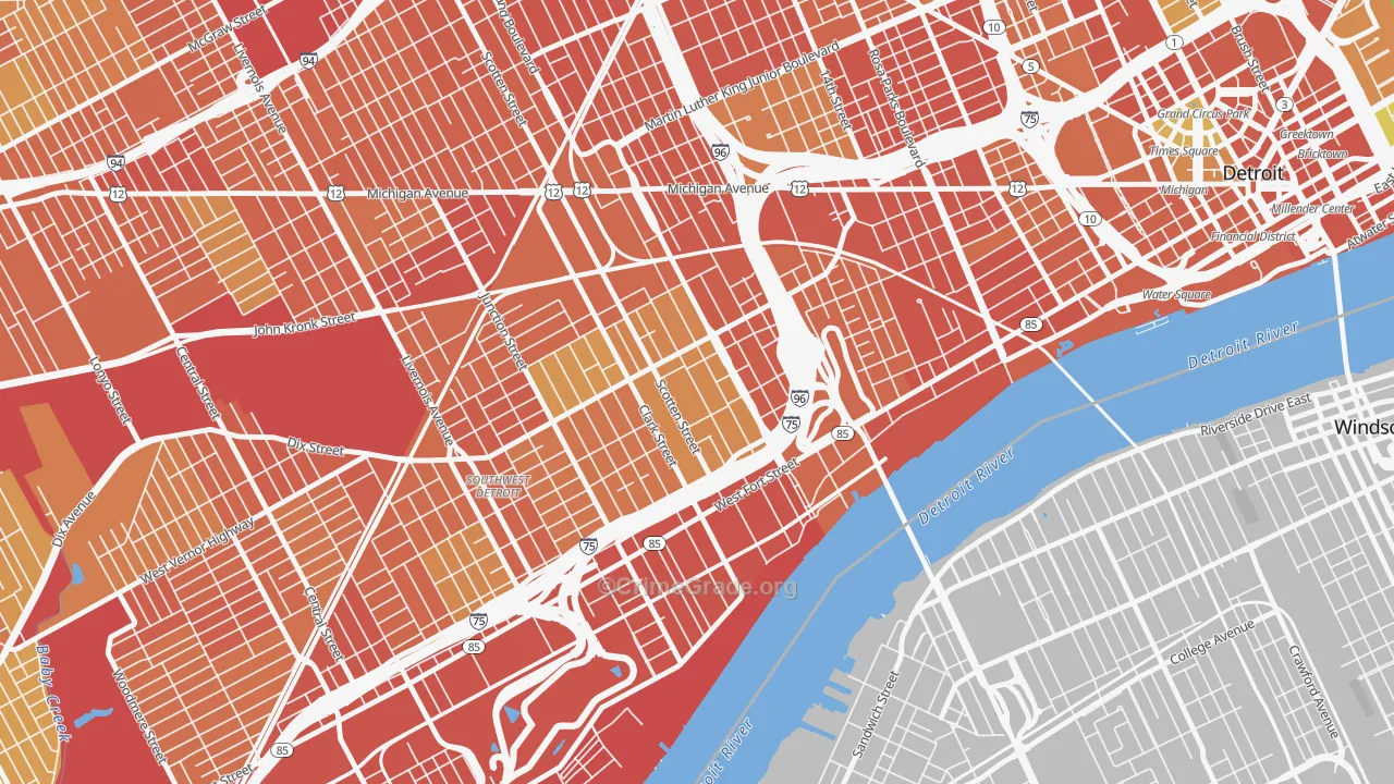 Hubbard-Richard, Detroit, MI Map of Burglary Rates