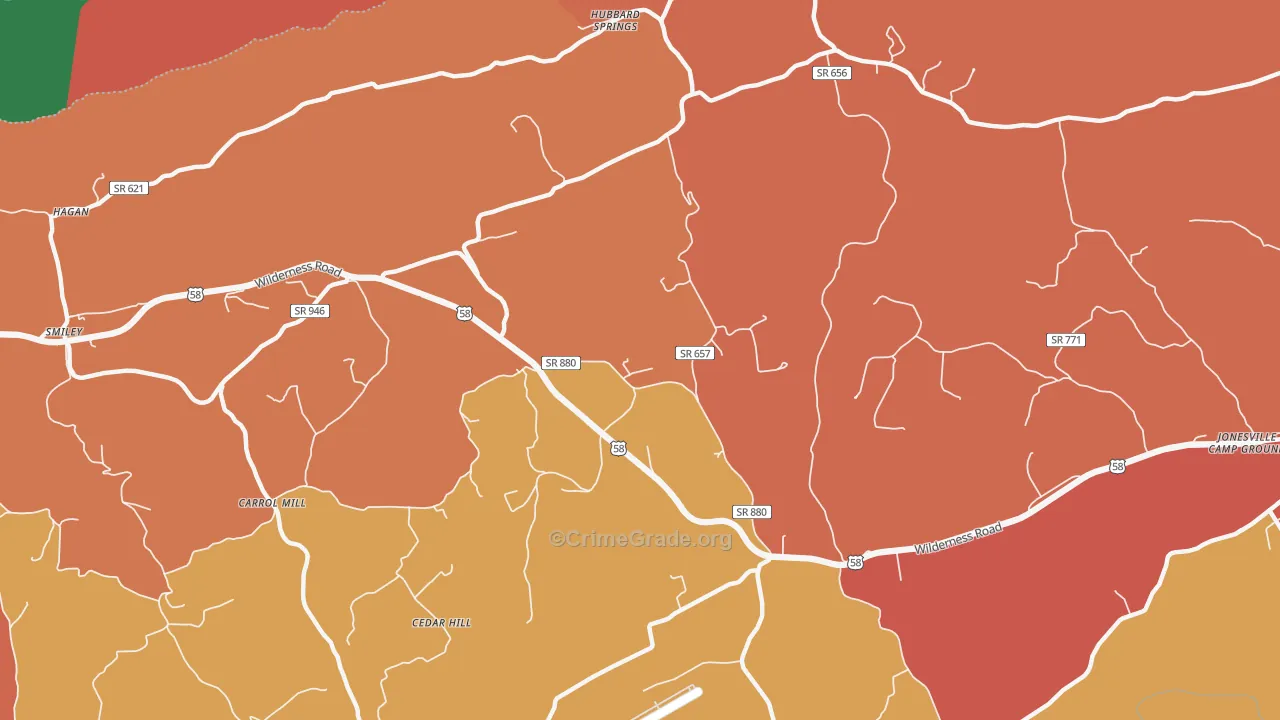 Hubbard Springs, VA Map of Burglary Rates