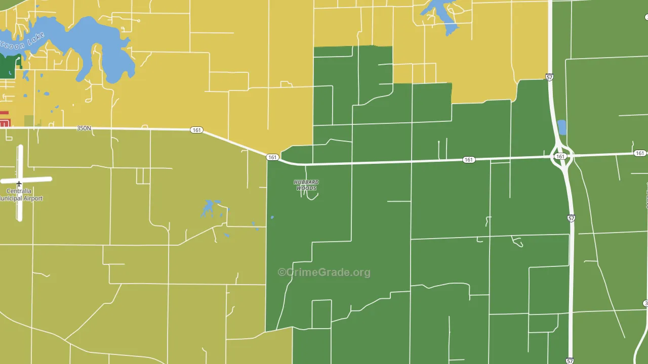 Hubbard Woods, IL Map of Burglary Rates