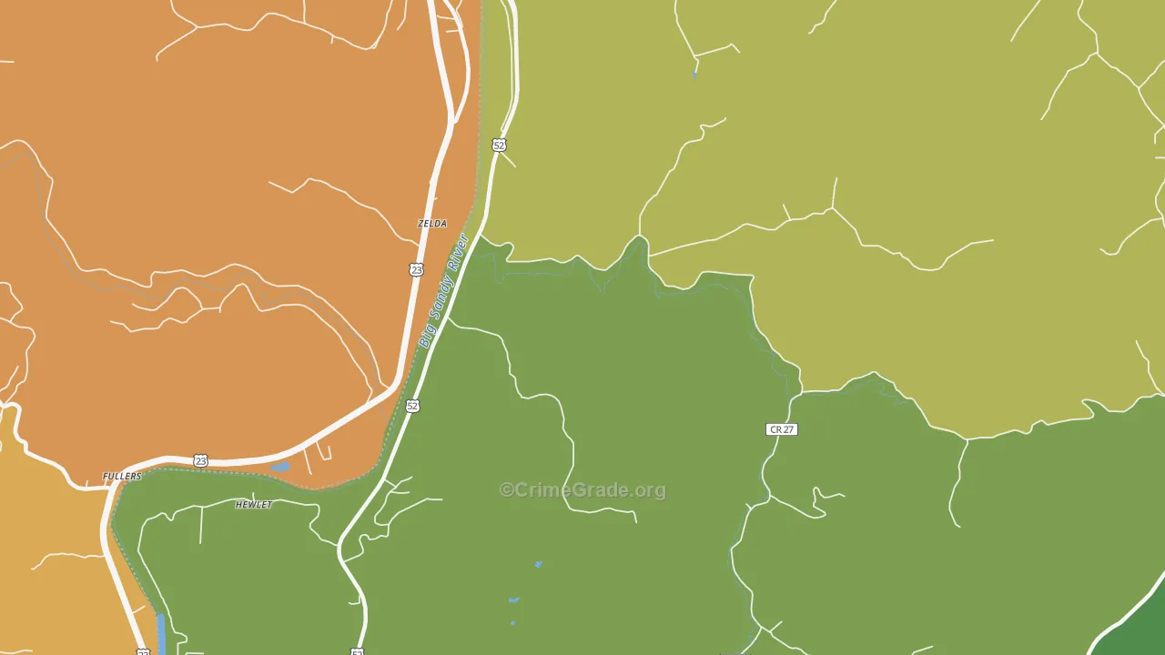 Hubbardstown, WV Map of Burglary Rates