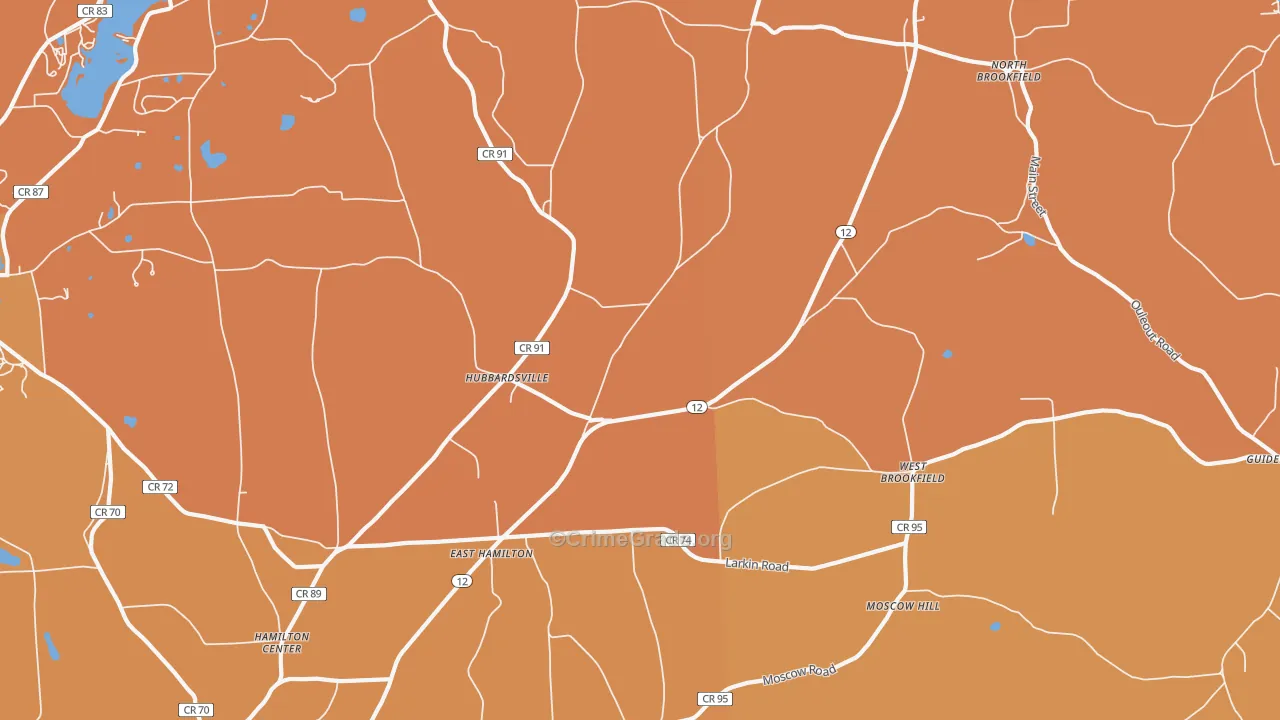 Hubbardsville, NY Map of Burglary Rates