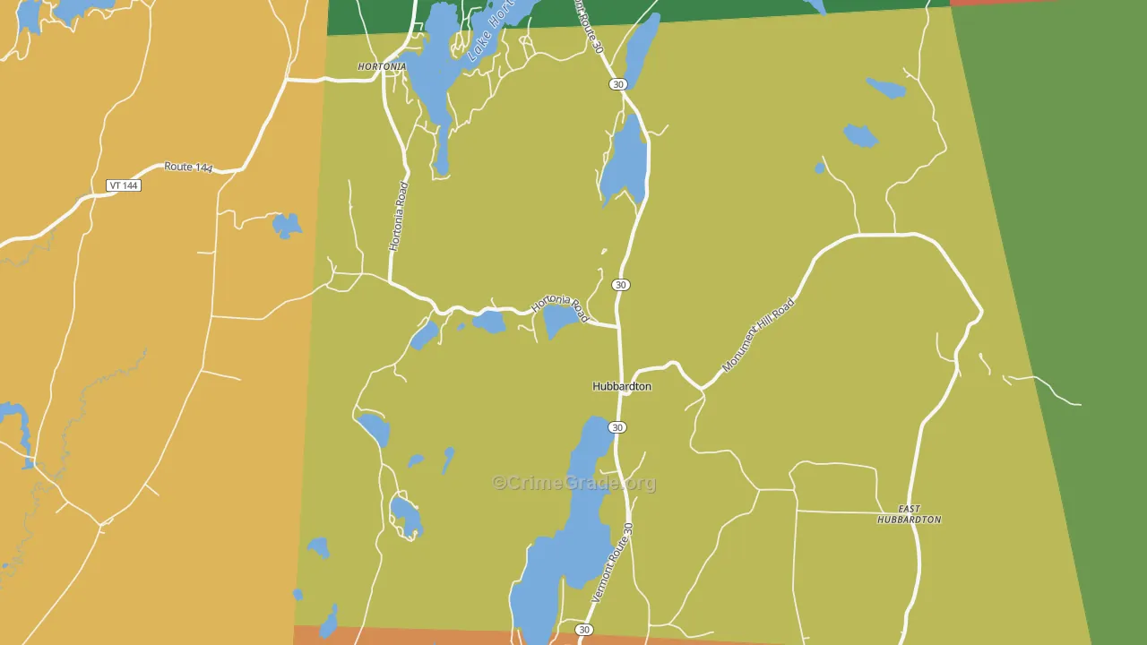 Hubbardton, VT Map of Burglary Rates