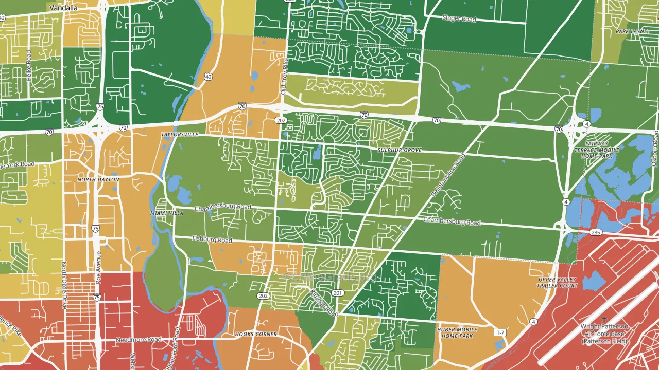 Huber Heights, OH Map of Burglary Rates