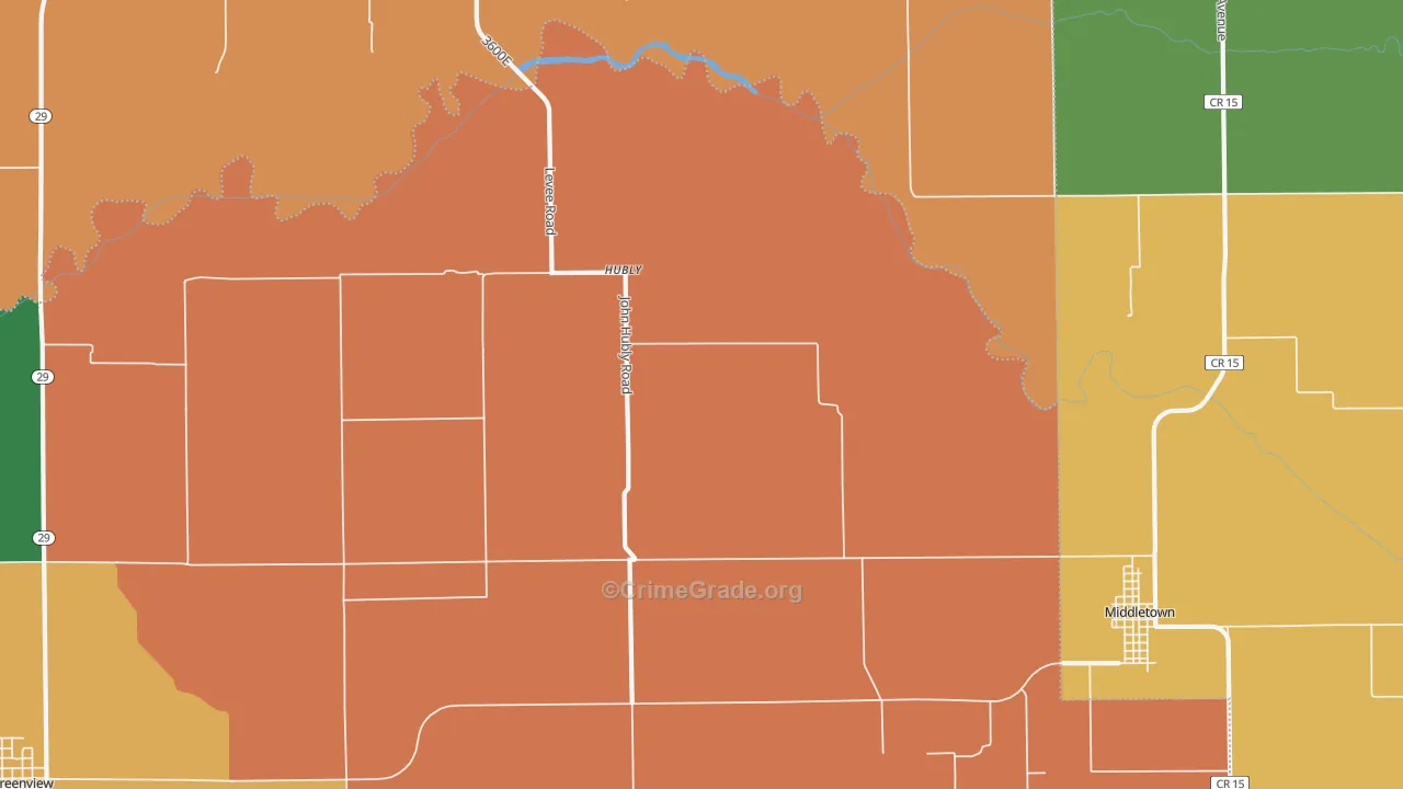 Hubly, IL Map of Burglary Rates