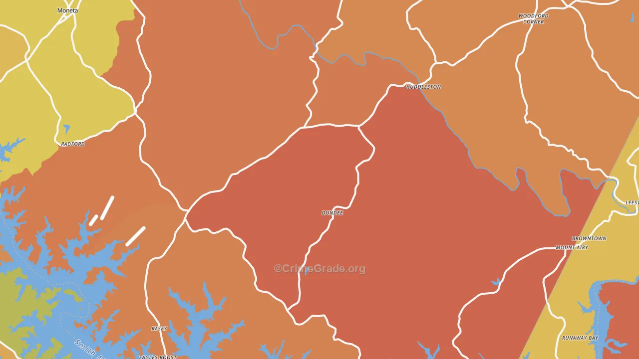 Huddleston, VA Map of Burglary Rates