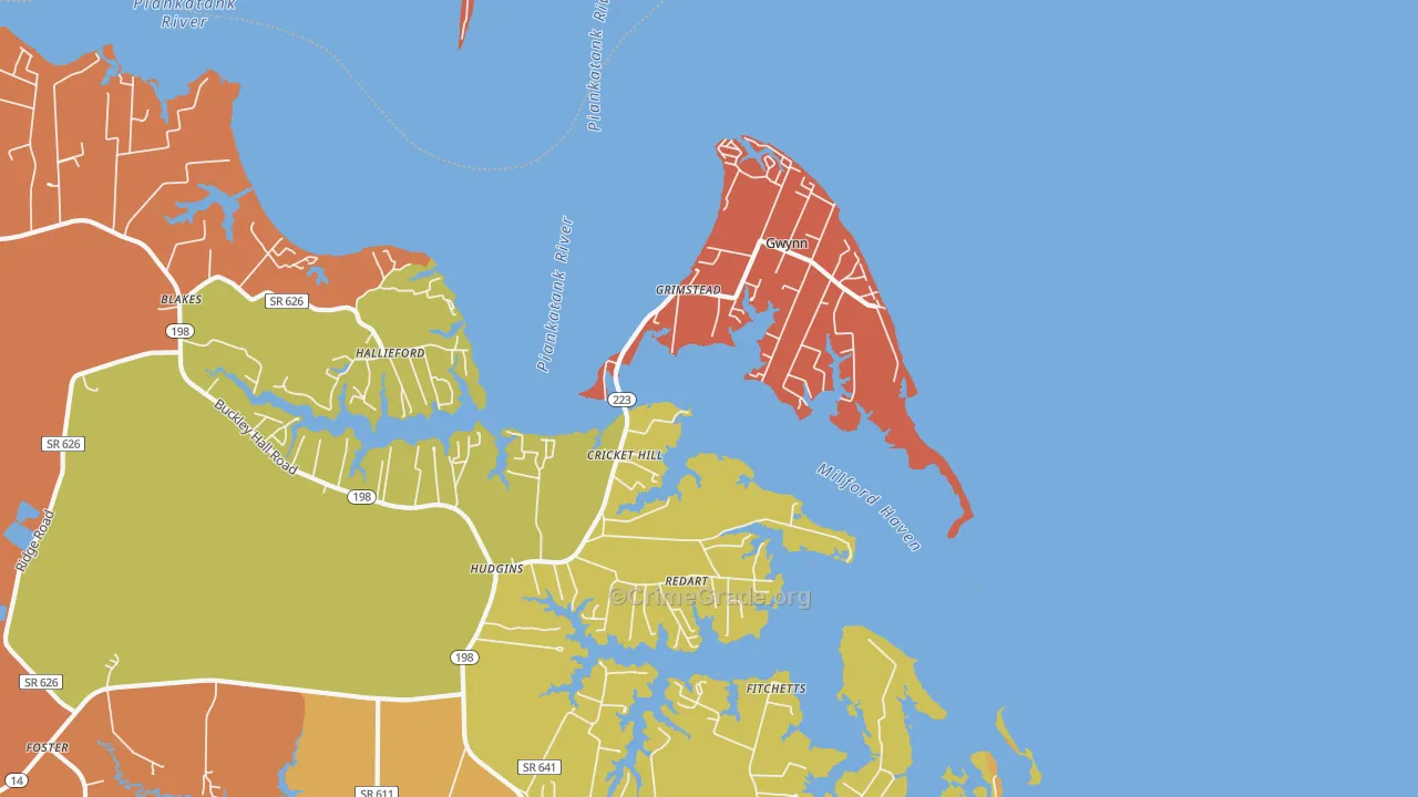 Hudgins, VA Map of Burglary Rates