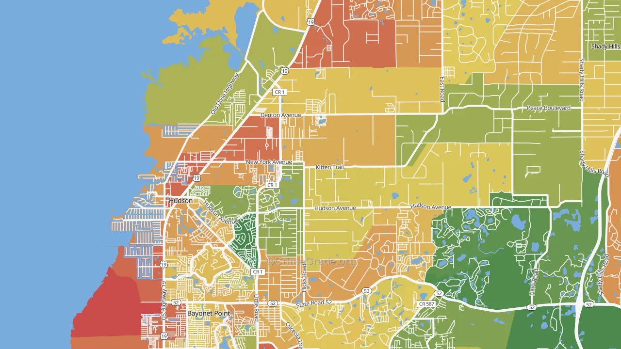 Hudson, FL Map of Burglary Rates