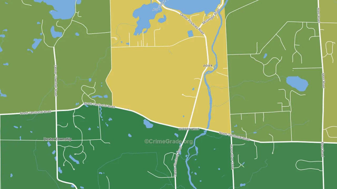 Hudson Mills, MI Map of Burglary Rates
