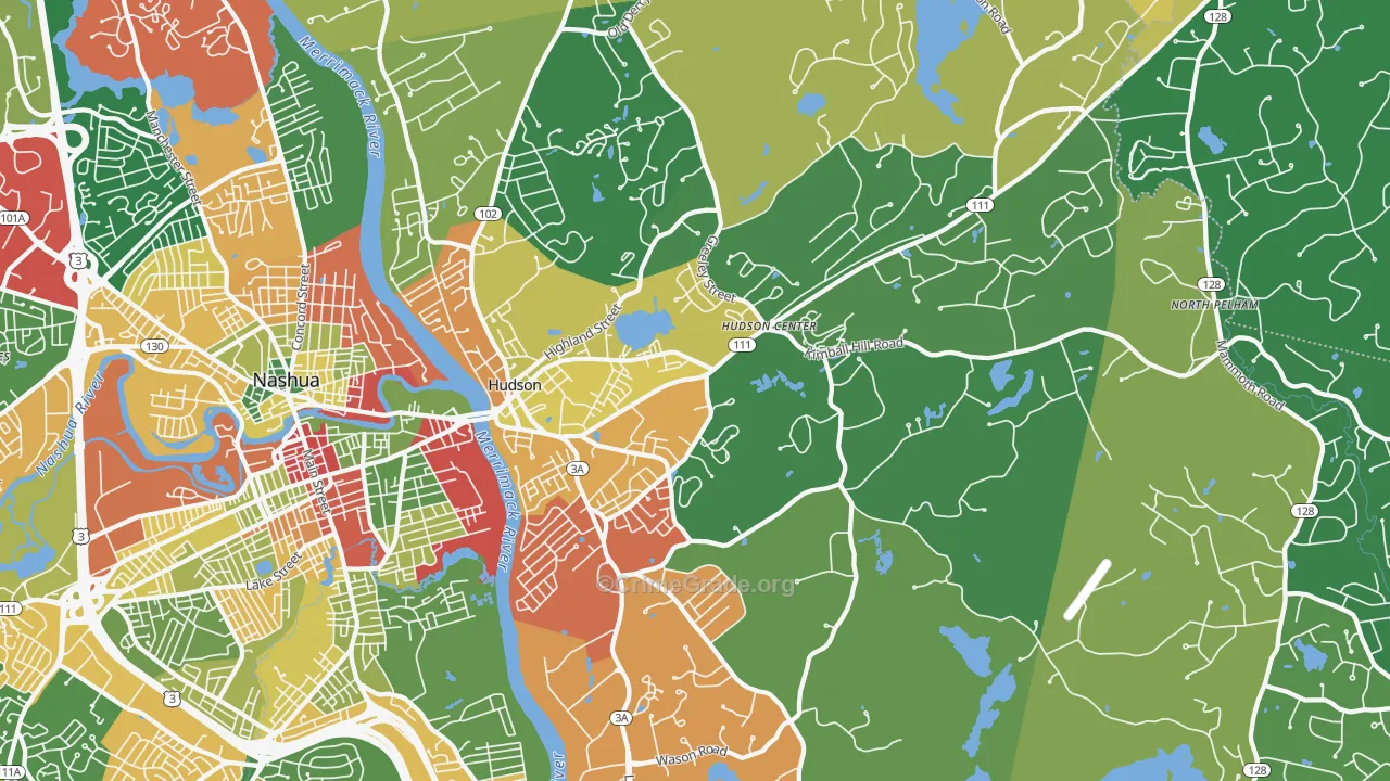 Hudson, NH Map of Burglary Rates